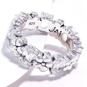 John Hardy JAI White Topaz (2.80ct)+Flower Band Sterling Silver Band Ring -6 NIB